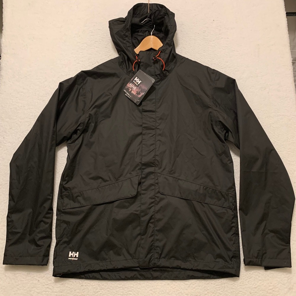 Helly Hansen Workwear Manchester Rain Jacket Mens XL Helly Tech 70127-990 Black